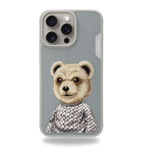 iPhone 15 Pro Embroidery Teddy Shockproof Case - Titanium – CaseCart