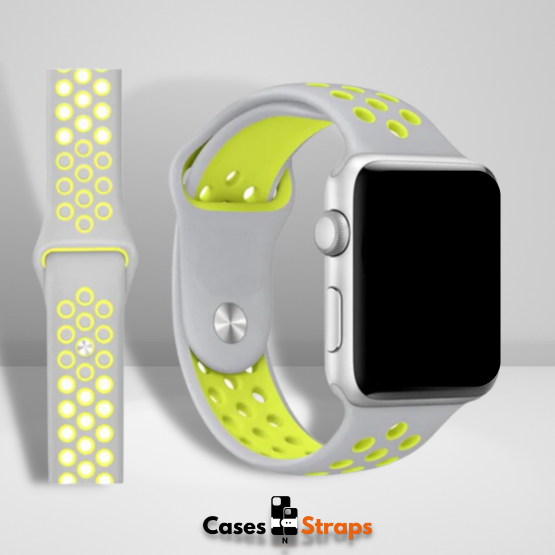 N Sport Silicone iWatch Strap Grey Lime Color 42/44/45/46/49 MM