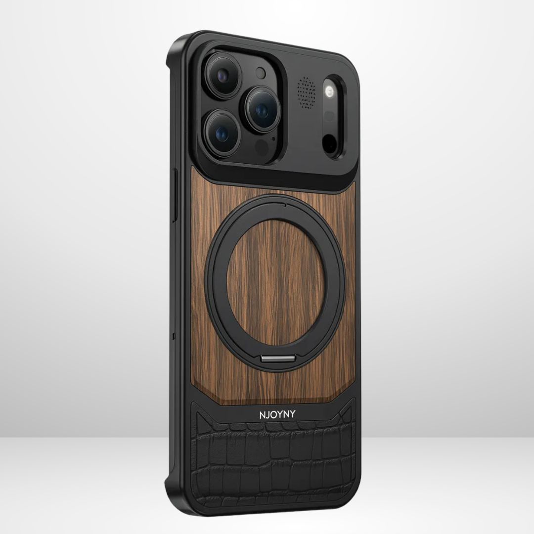 NY GoldWood Series Leather MagSafe Perfume Case for iPhone 17 Pro/Pro Max