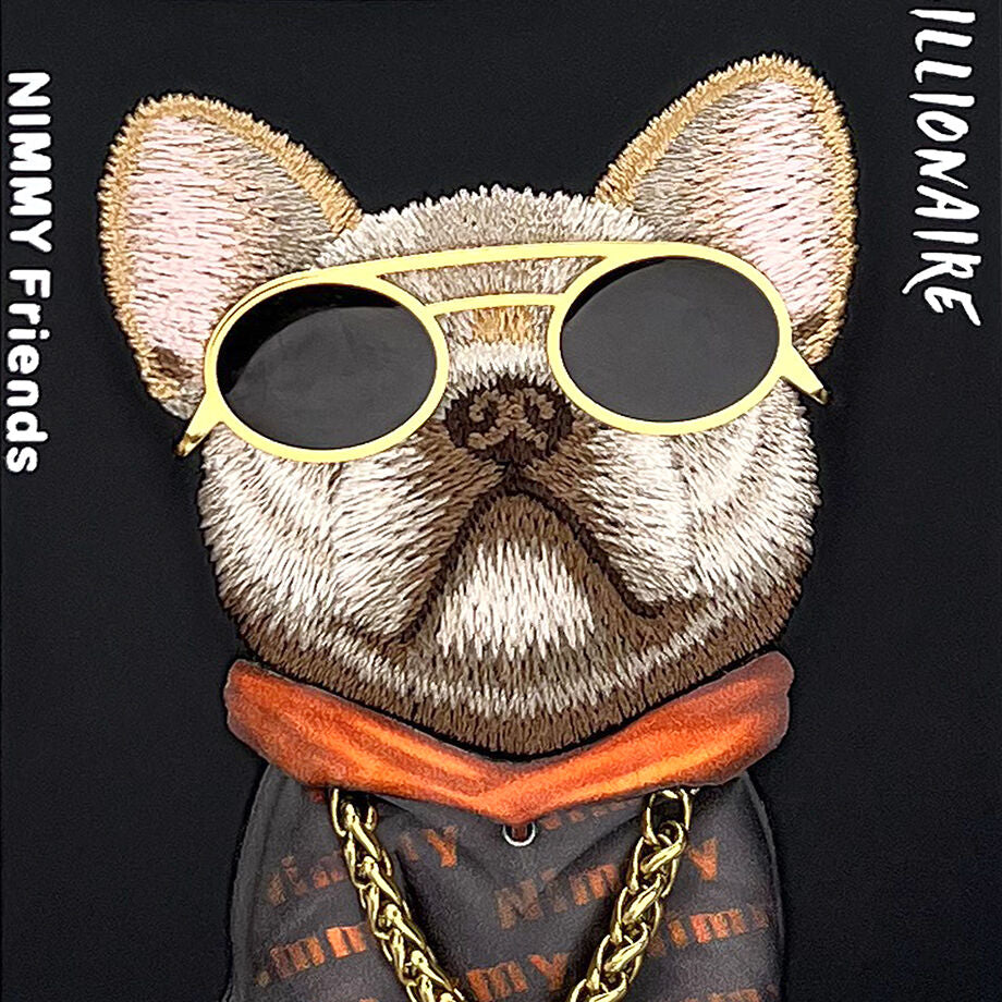 iPhone 16 Pro Nimmy Embroidery Chain Series Back Cover - Black Dog