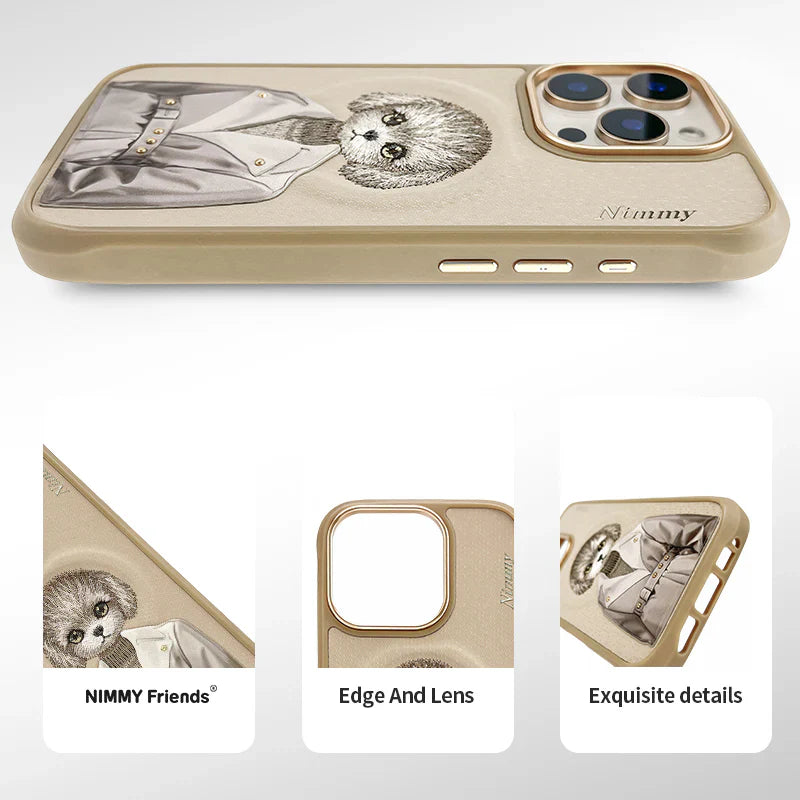 iPhone 16 Pro Nimmy Fashion Pets MagSafe Embroidery Case Cover - Brown