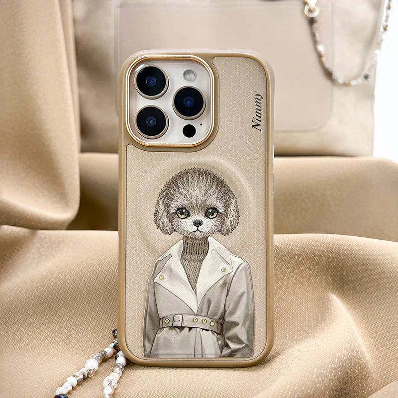 iPhone 16 Pro Max Nimmy Fashion Pets MagSafe Embroidery Case Cover - Brown