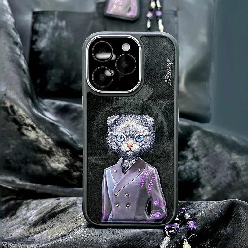 iPhone 16 Pro Max Nimmy Fashion Pets MagSafe Embroidery Case Cover - Black