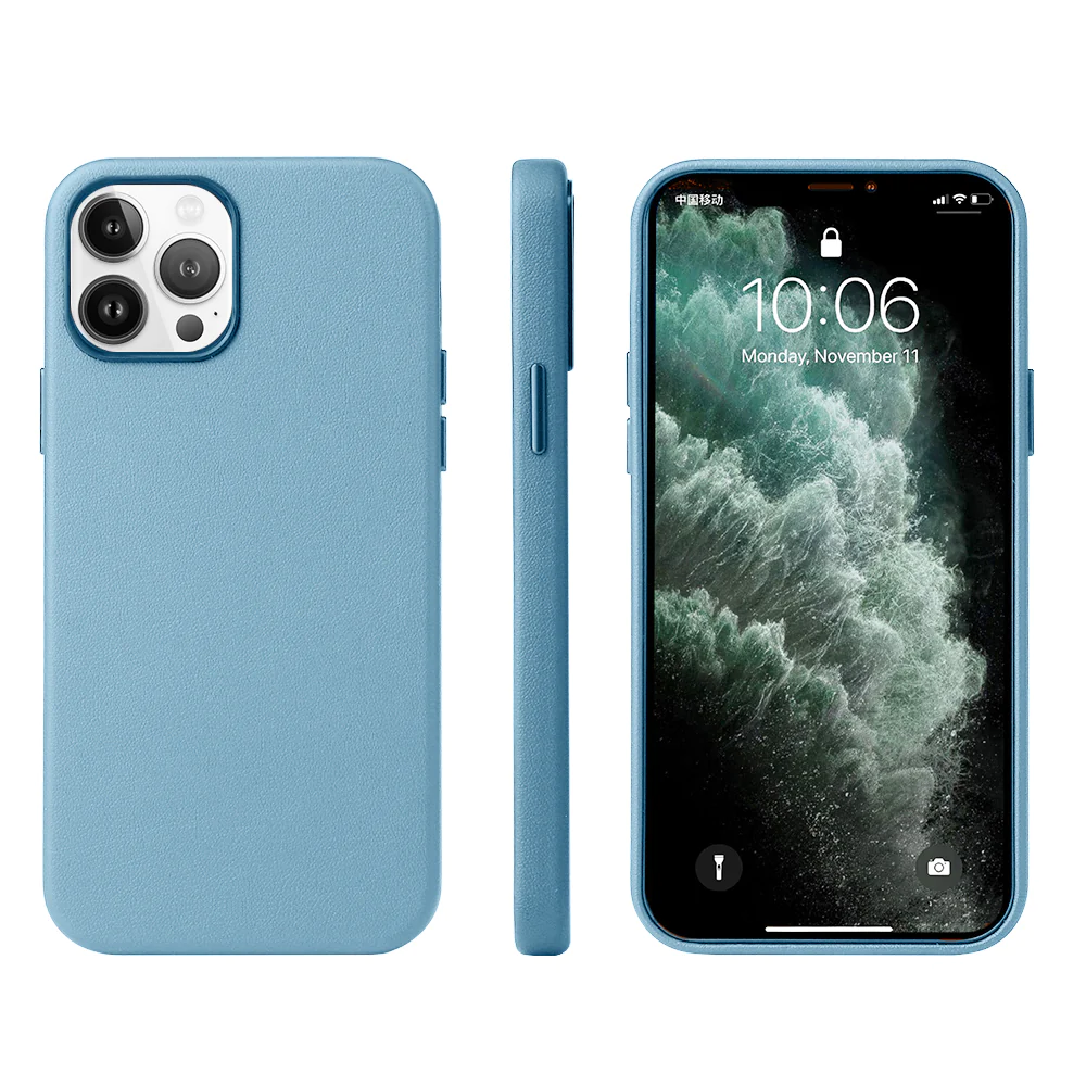iPhone 13 Pro Kzdoo Noble Series Leather Back Cover Case - Blue
