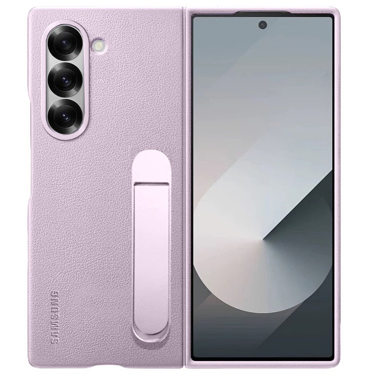 Samsung Galaxy Z Fold 6 Leather Protective Shell Case with Kickstand - Pink