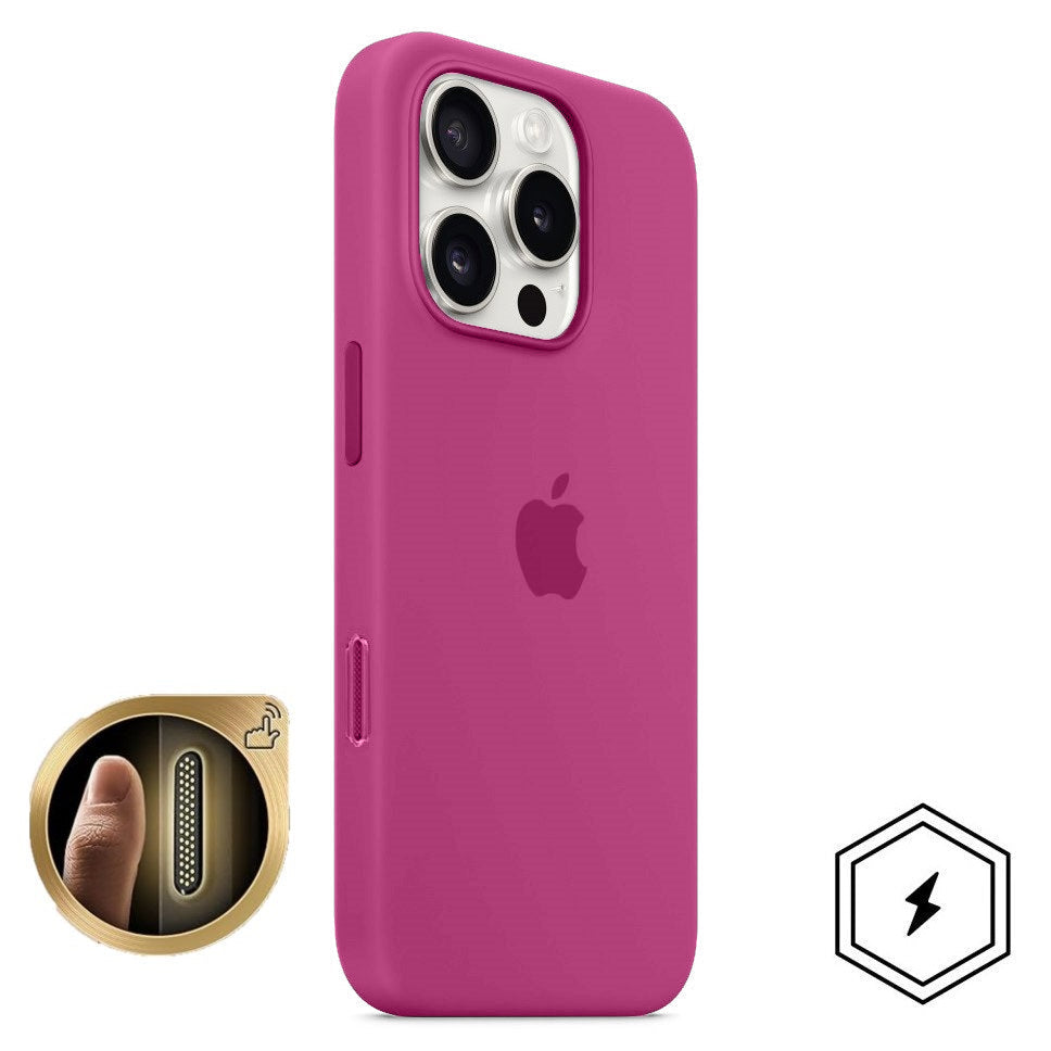 iPhone 16 Pro Silicon Case with Camera Control Button & Magsafe - Fuchsia