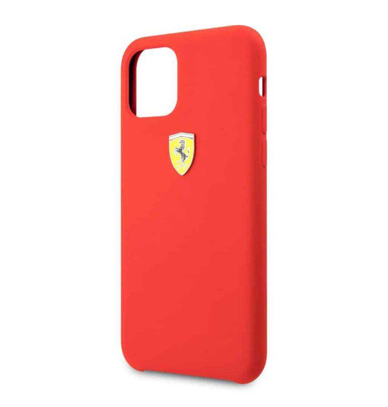 Ferrari FESSIHCN65R Scuderia Silicone Case with Logo Shield for iPhone 16 Pro (Red)