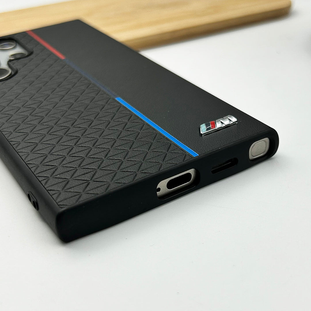 Samsung Galaxy S25 Ultra Leather Case, BMW M Sport Logo Dual Shade - Black