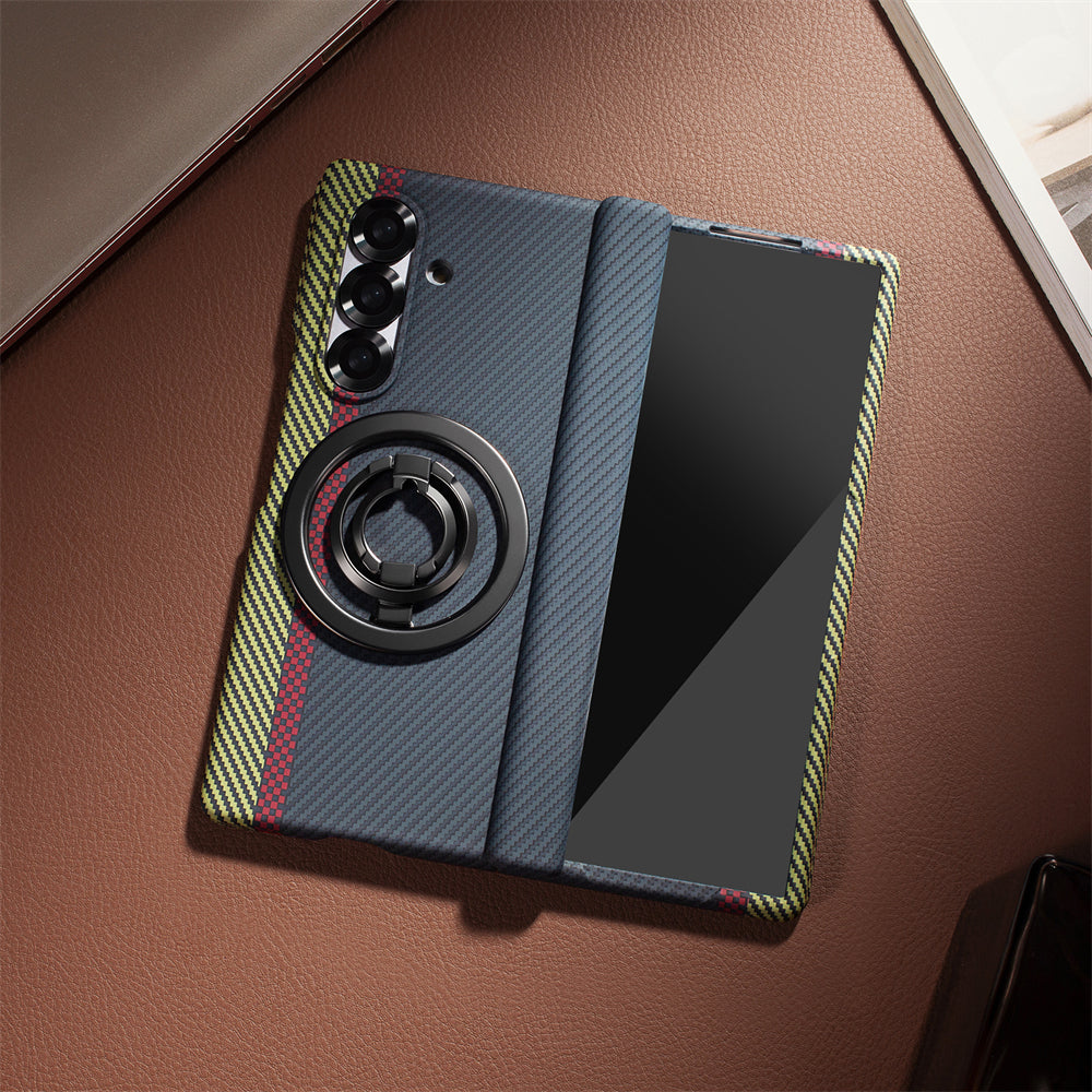 Samsung Galaxy Z Fold 6 Dual Shade Carbon Case with HInge & Glass Protection (Detachable Magfit Stand Included)