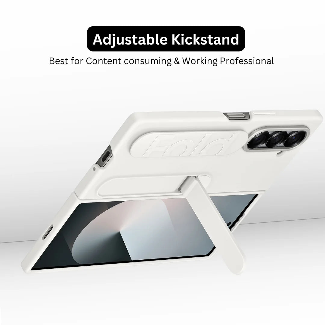 Samsung galaxy Z Fold 6 Matte Skin Feel Case with Inbuilt Band & Stand