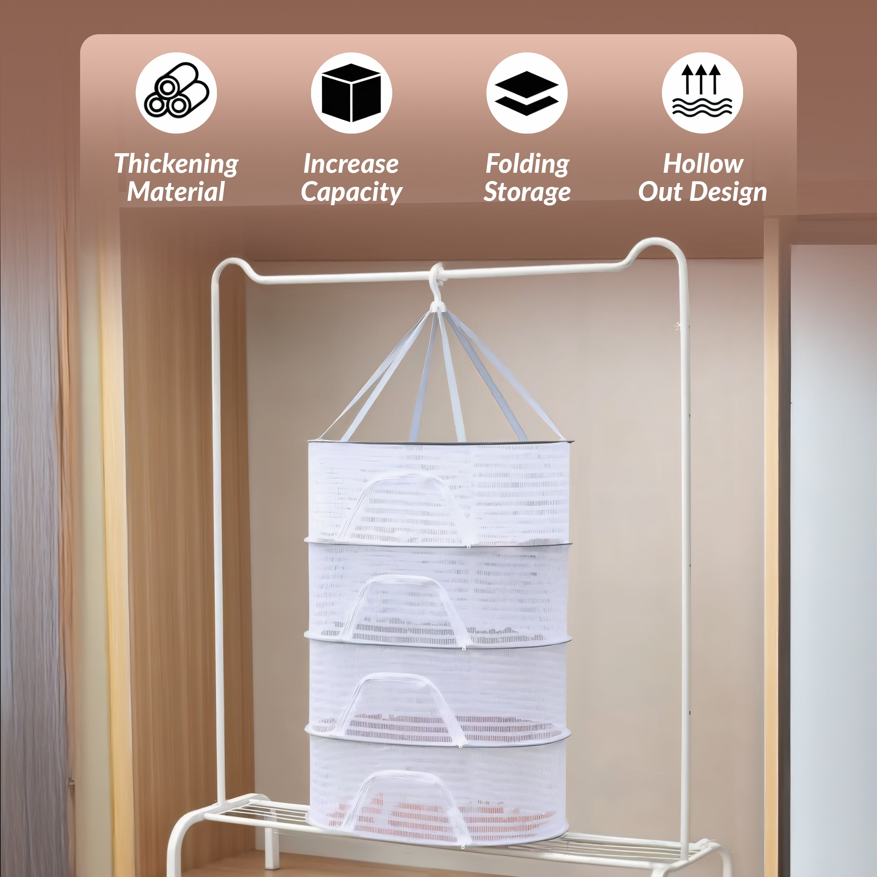 Multipurpose 3-Layer Drying Net for Vegetables and Herbs