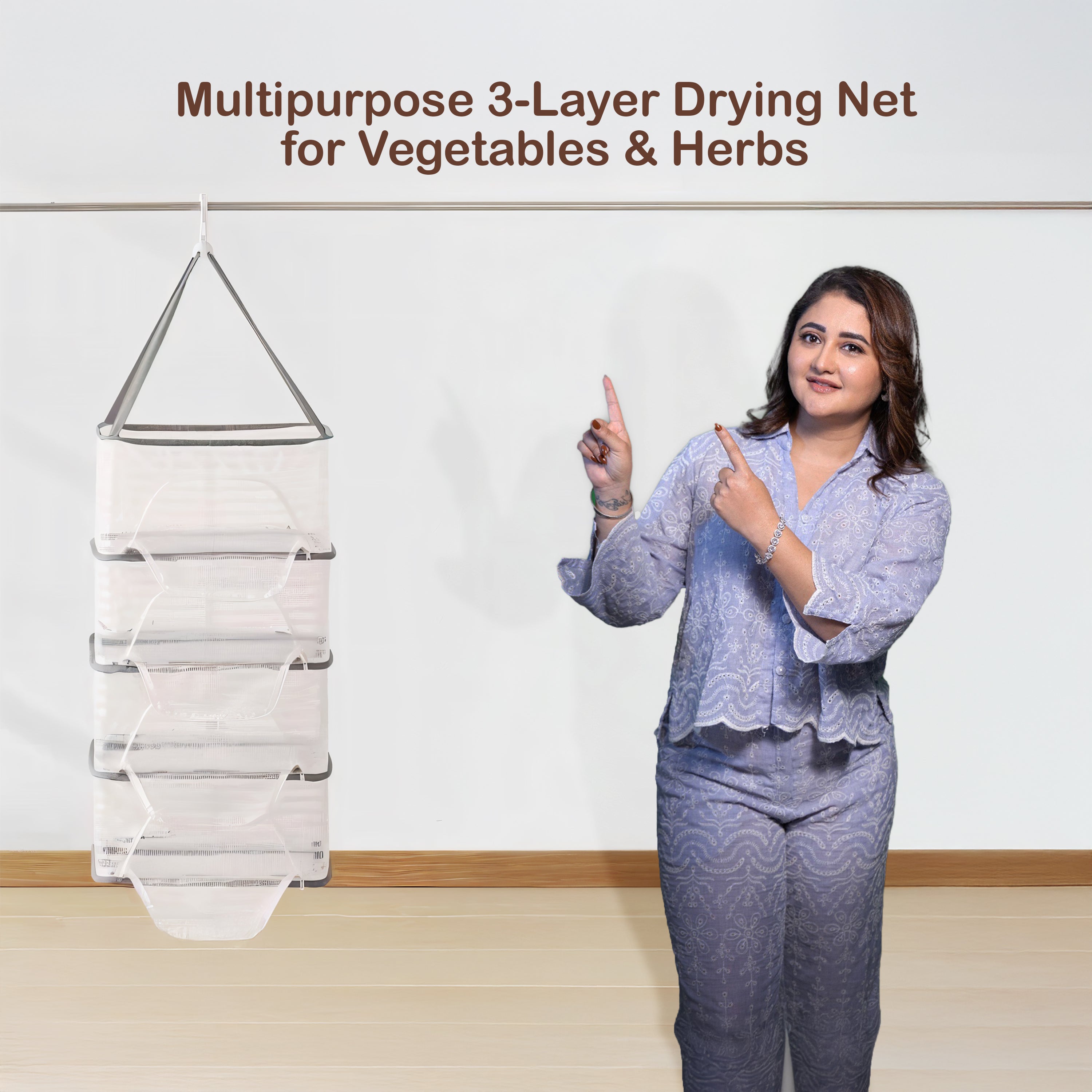 Multipurpose 3-Layer Drying Net for Vegetables and Herbs