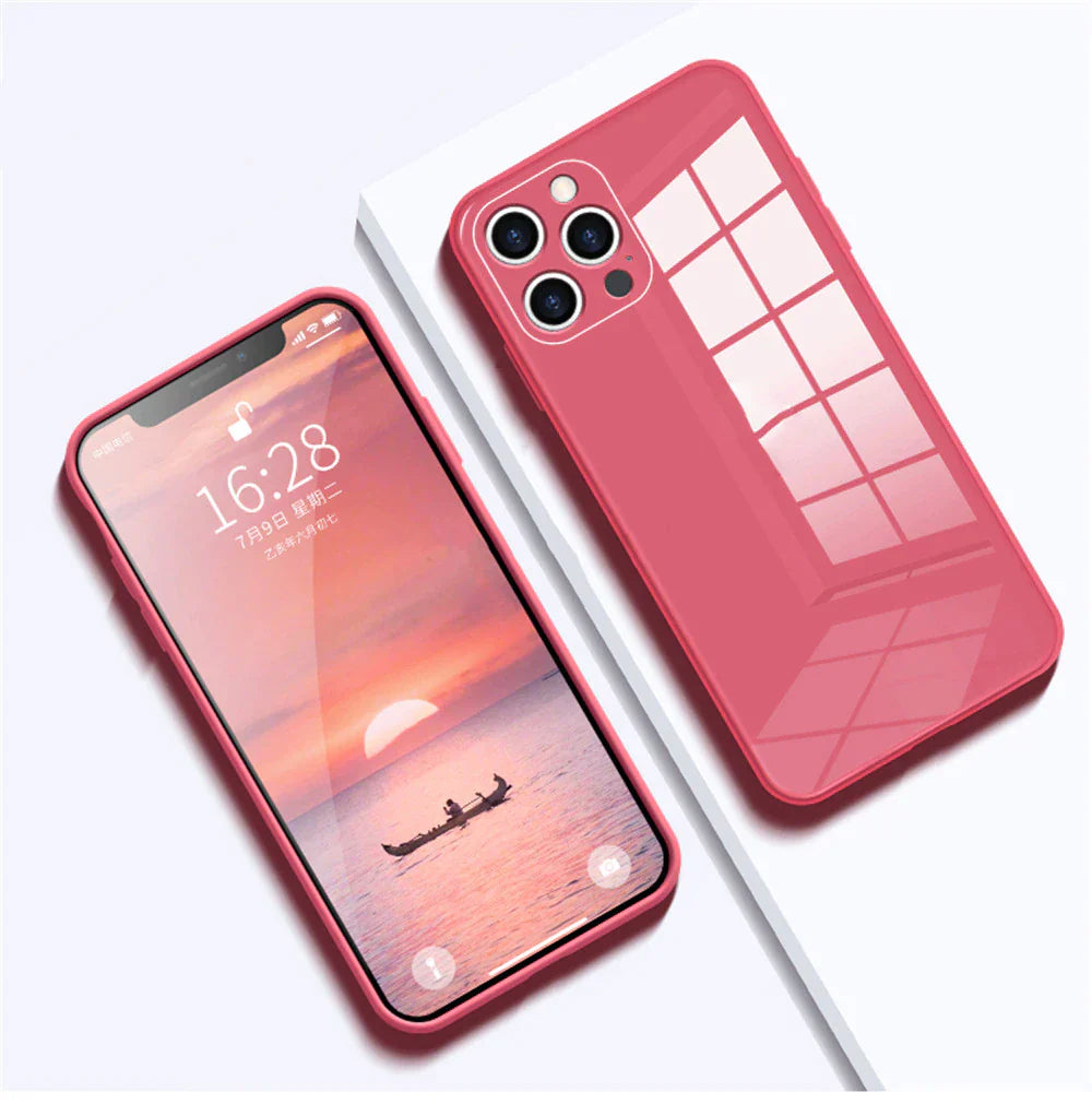 iPhone 13 Pro Max Glass Case with Logo and Camera Protection