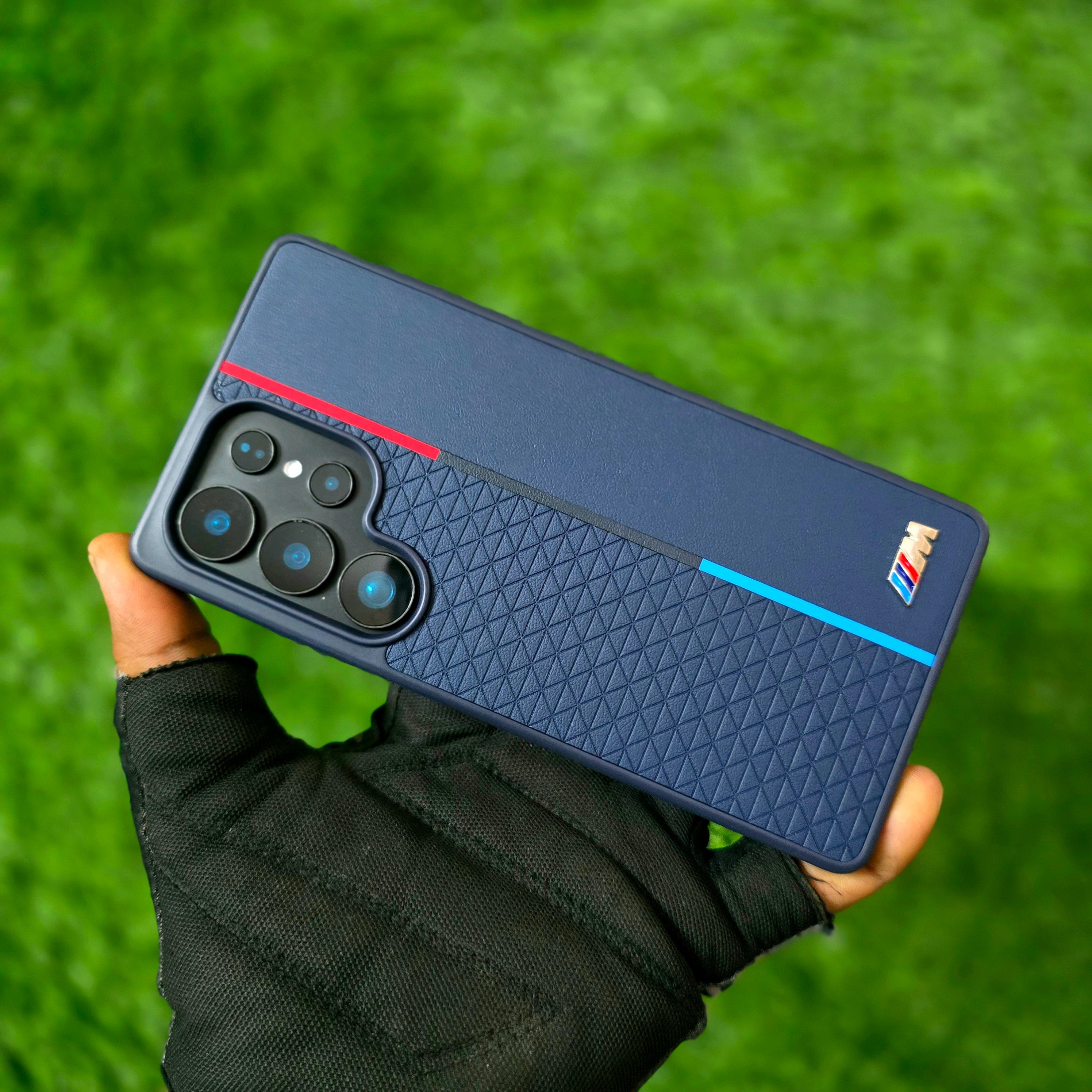 Samsung Galaxy S25 Ultra Leather Case, BMW M Sport Logo Dual Shade - Blue