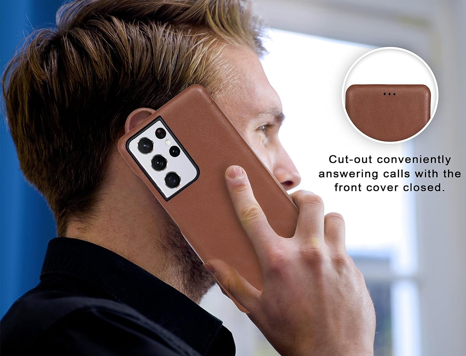 Samsung Galaxy S25 Ultra Leather Flip Case, Shockproof, Card Slot with Kickstand -  Brown