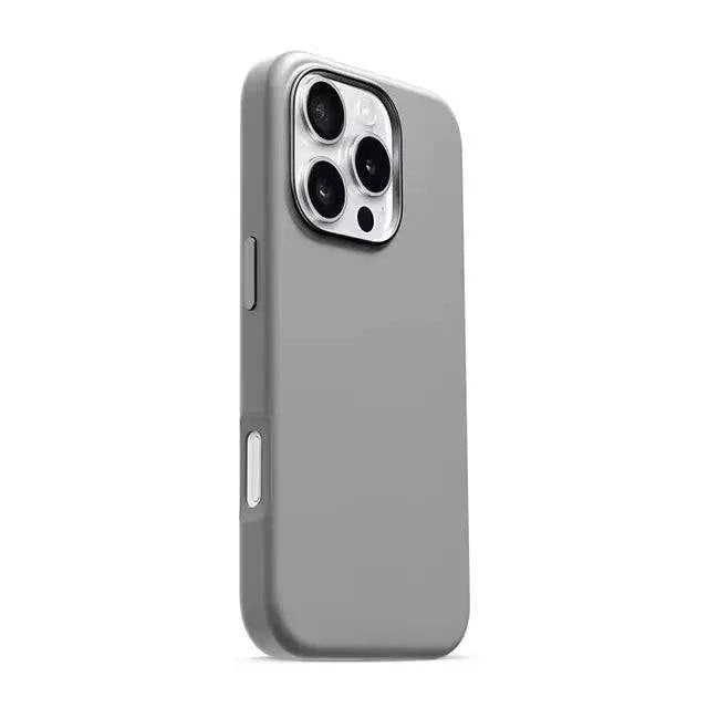 iPhone 16 Pro Leather Case, Compatible with MagSafe, Premium Tumbled Leather, Metal Buttons, Slim Fit&Durable, Distinctive Texture Cover Light Grey