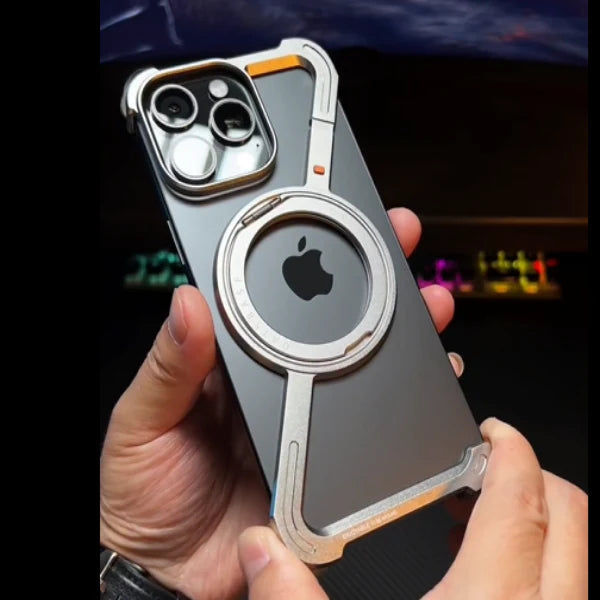iPhone 16 Pro Max Z Shape Metal Case Frame Less Magnetic Ring with Magsafe - Titanium