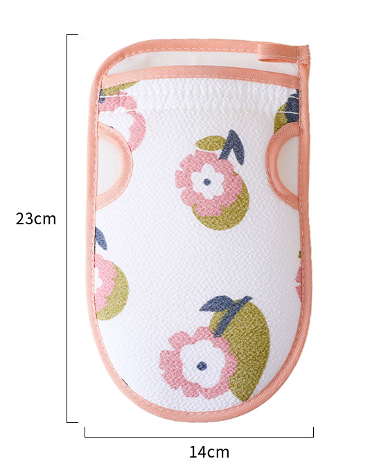 Premium Double Sided Floral Pattern Polyester Body Scrubbing Glove