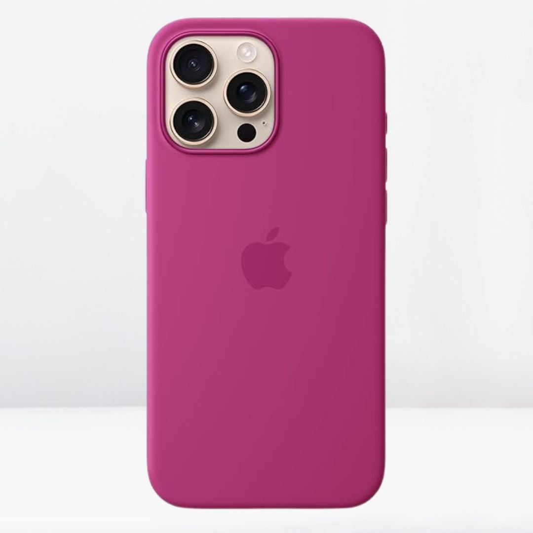 Silicone MagSafe Case with IC Working for iPhone 16 Series ( Fuchsia )