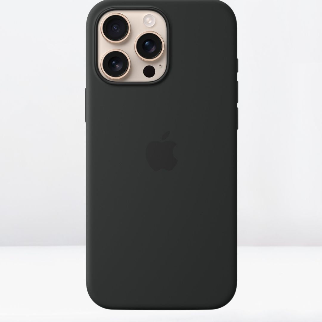 Silicone MagSafe Case with IC Working for iPhone 16 Series ( Black )