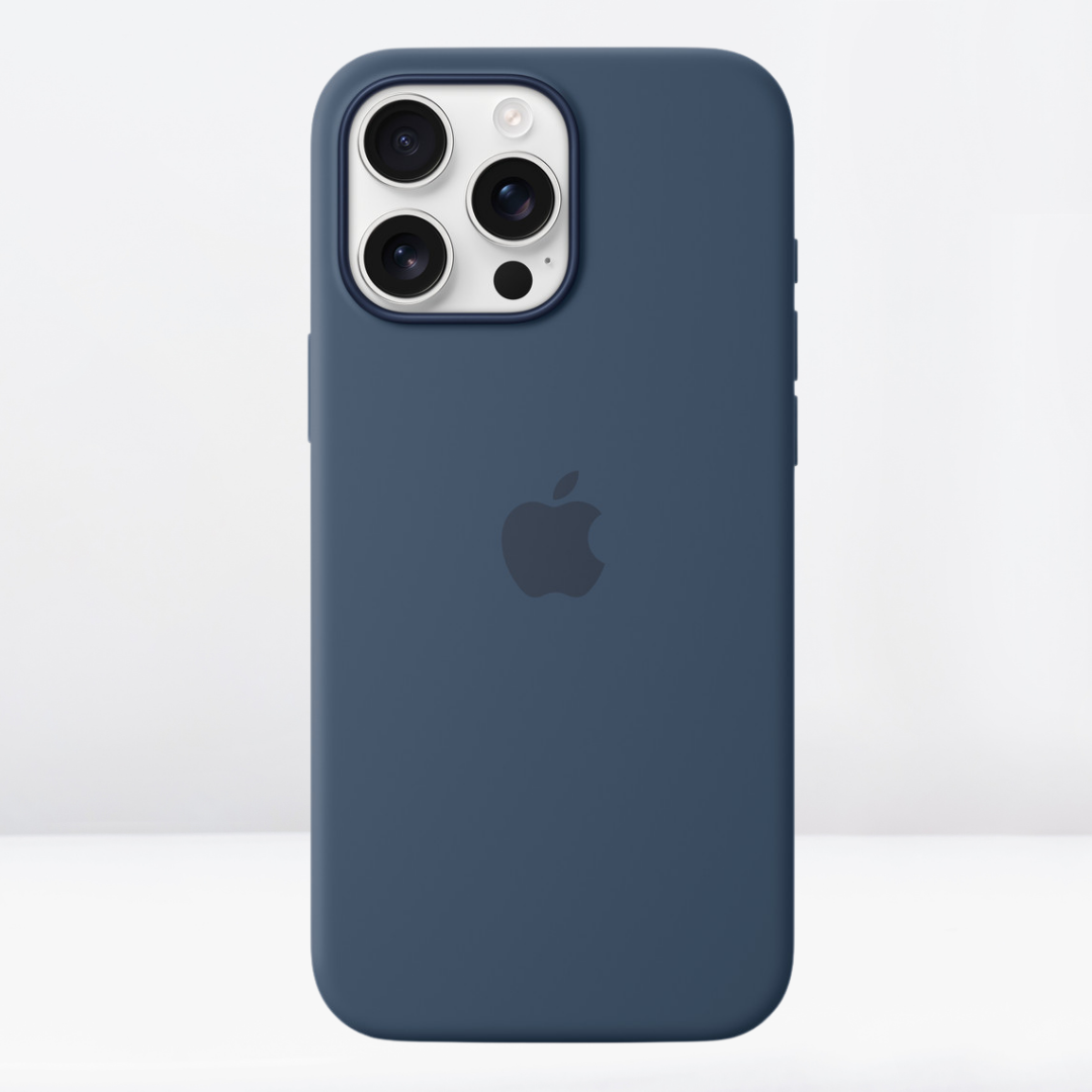 Silicone MagSafe Case with IC Working for iPhone 16 Series (Denim Blue)