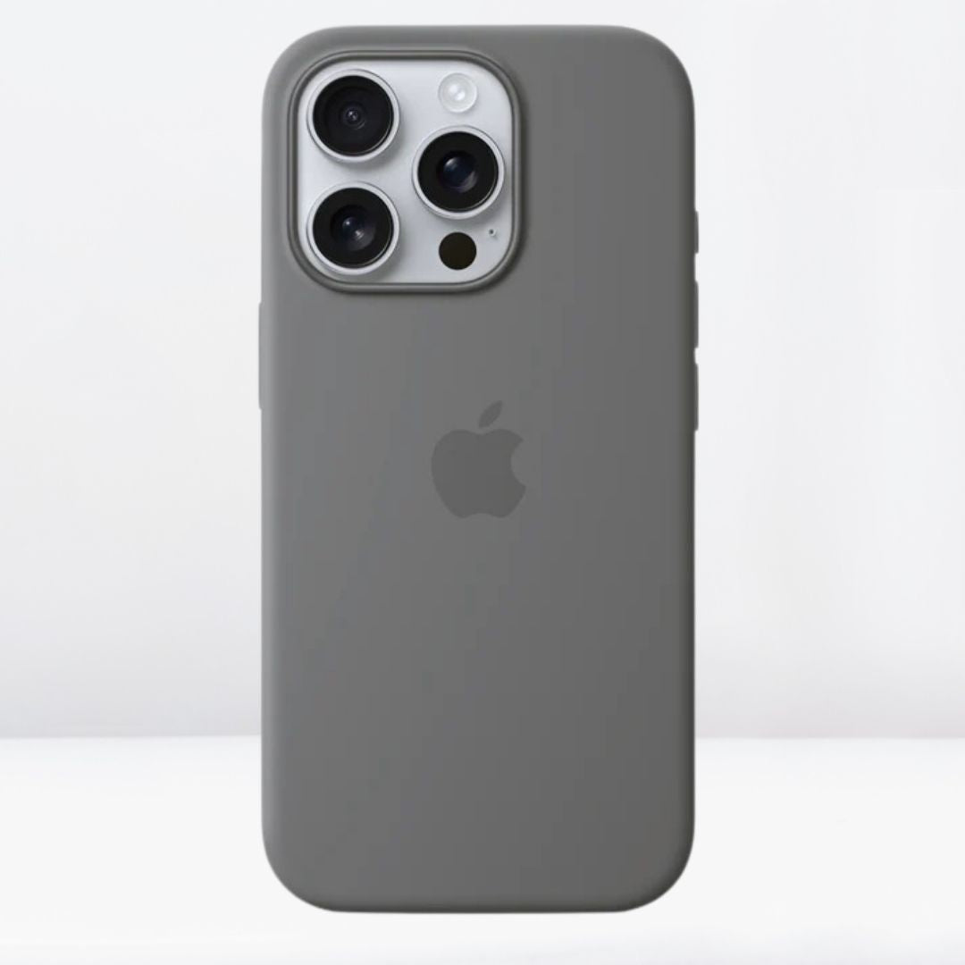 Silicone MagSafe Case with IC Working for iPhone 16 series (Stone Grey)