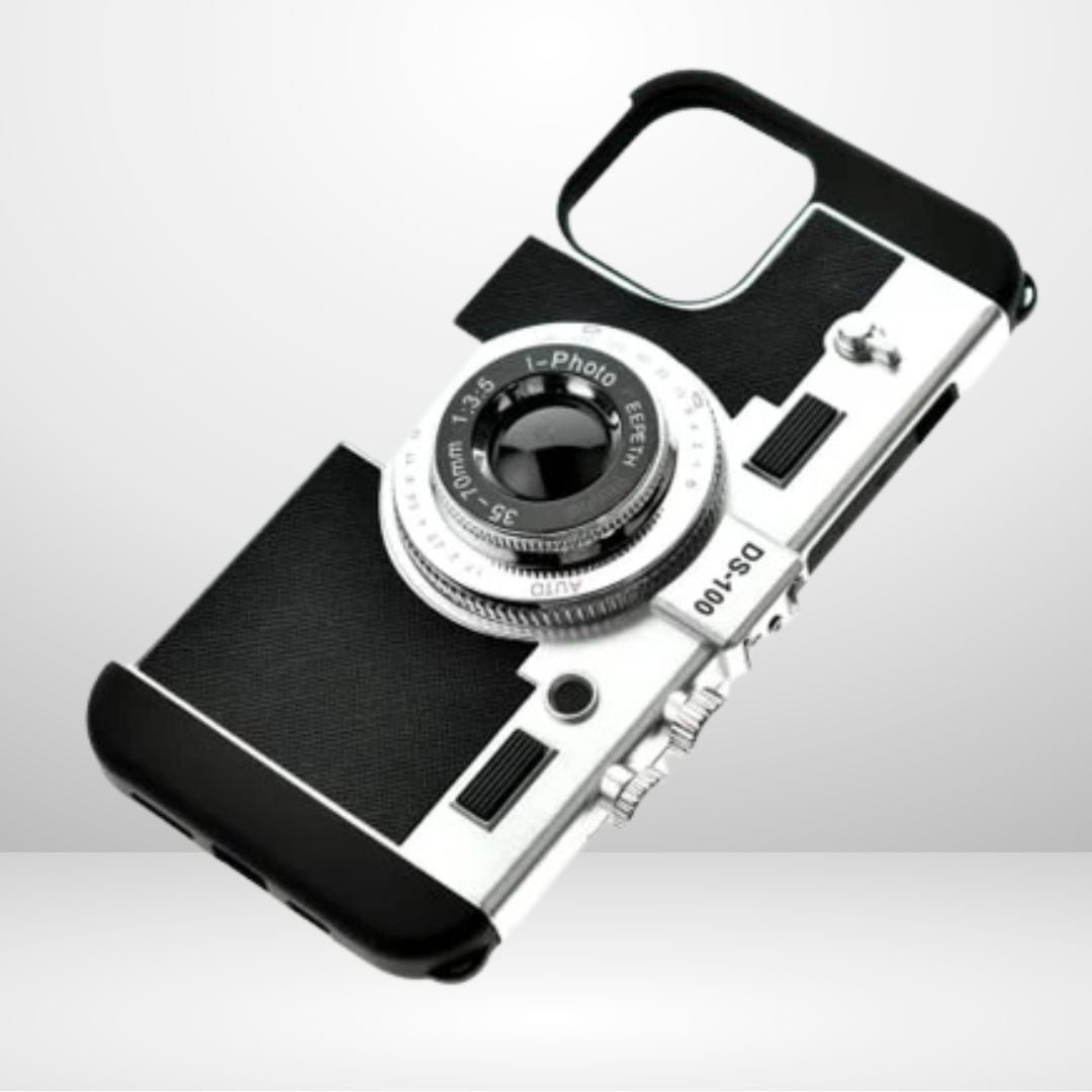Silicone Vintage Camera Case with Removable Neck Strap Lanyard for iPhone 13/14 series