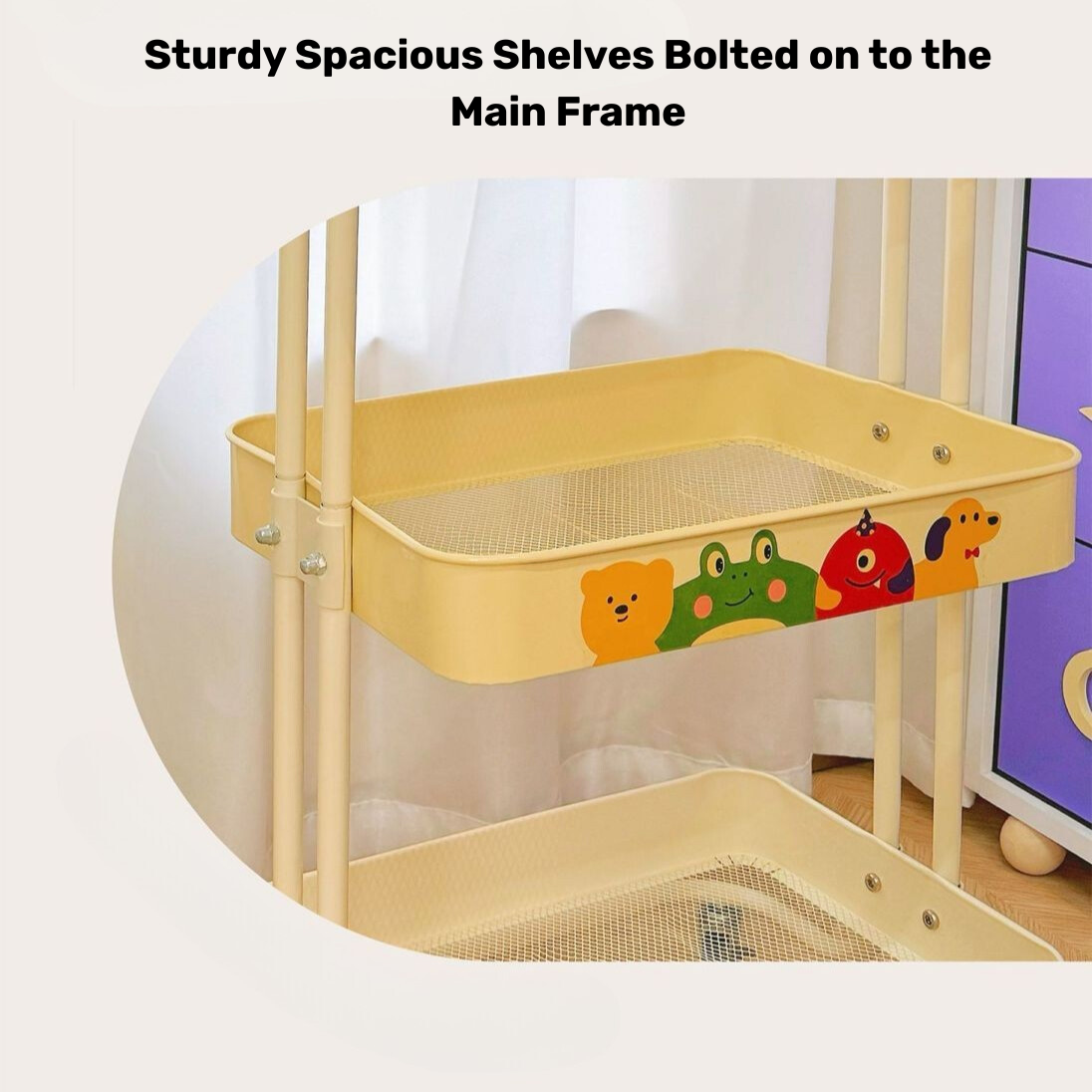 High Quality Carbon Steel Cartoon Style Trolley Rack with Wheels