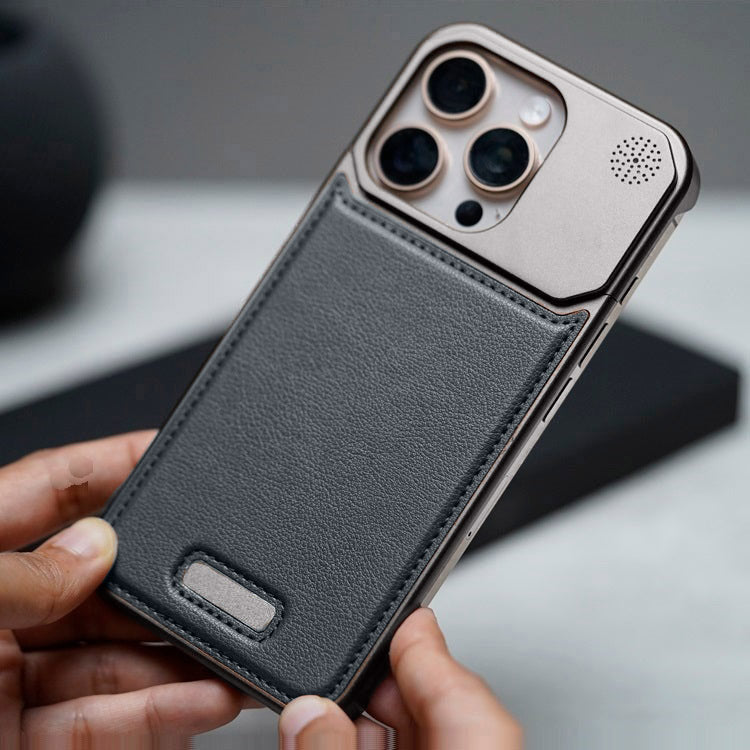 iPhone 16 Pro Max Aero Flex Frameless Aluminum & Leather Case with Fragrance Aroma - Gray