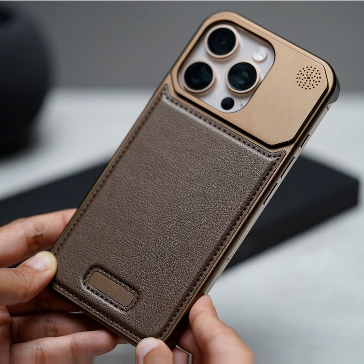 iPhone 16 Pro Max Aluminum & Leather Case with Fragrance Aroma - Desert