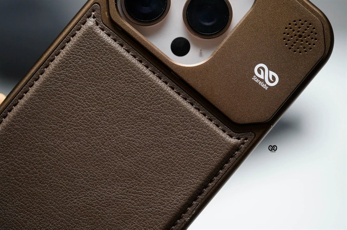 iPhone 16 Pro MagSafe Vegan Leather Case with Desert Metal Frame Perfume Case