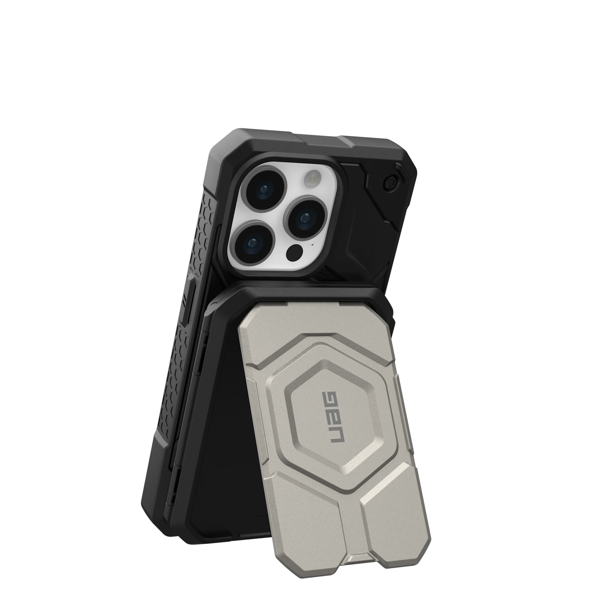 UAG Magnetic Wallet with Stand in Black/Titanium, view 2