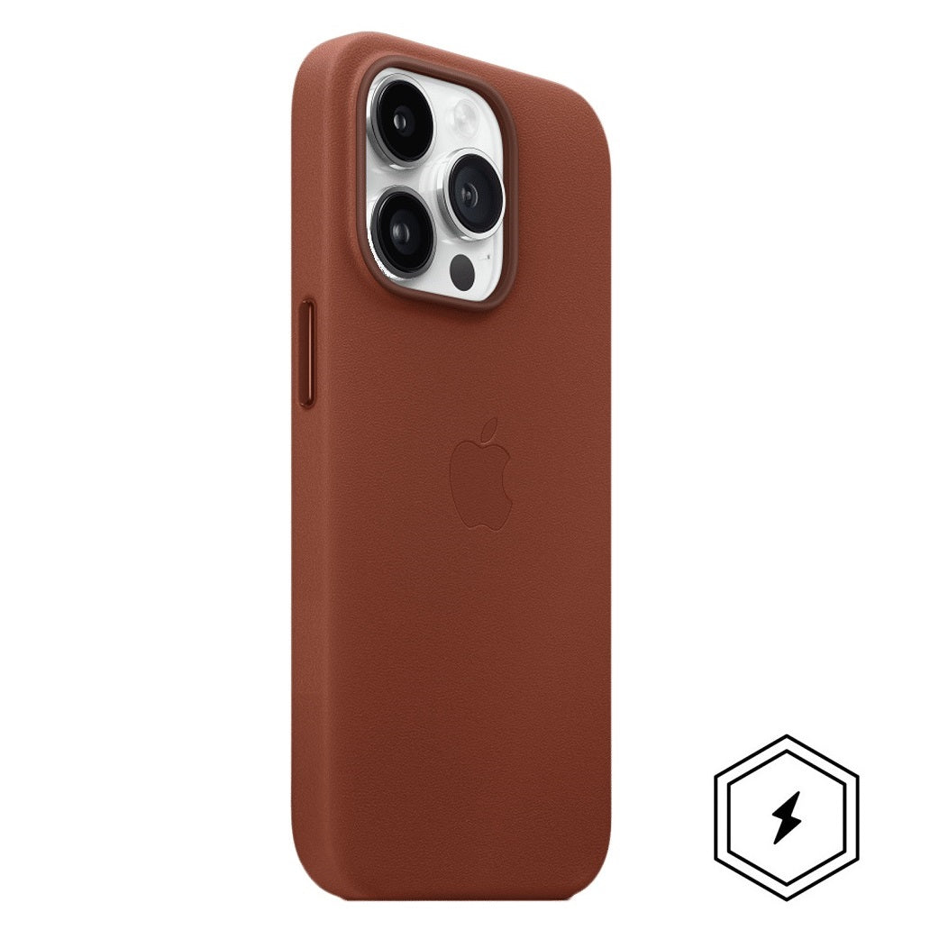 iPhone 15 Pro Max Leather Case with Magsafe & IC Animation - Umber Brown
