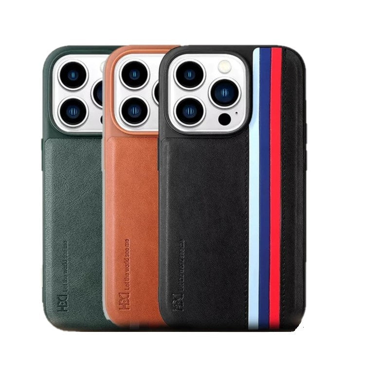 iPhone 14 Pro Max HBD Tri Stripes Series Leather Case