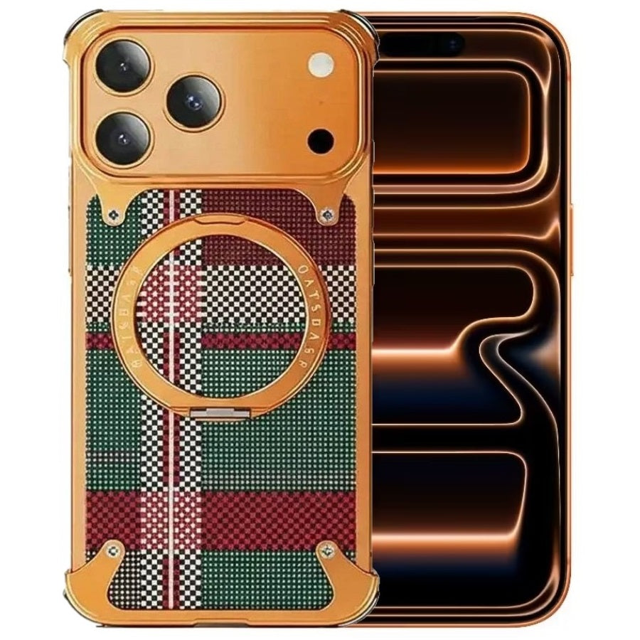 iPhone 17 Pro Max Titan Carbon Metal Frame Case with 360 Roatating Ring