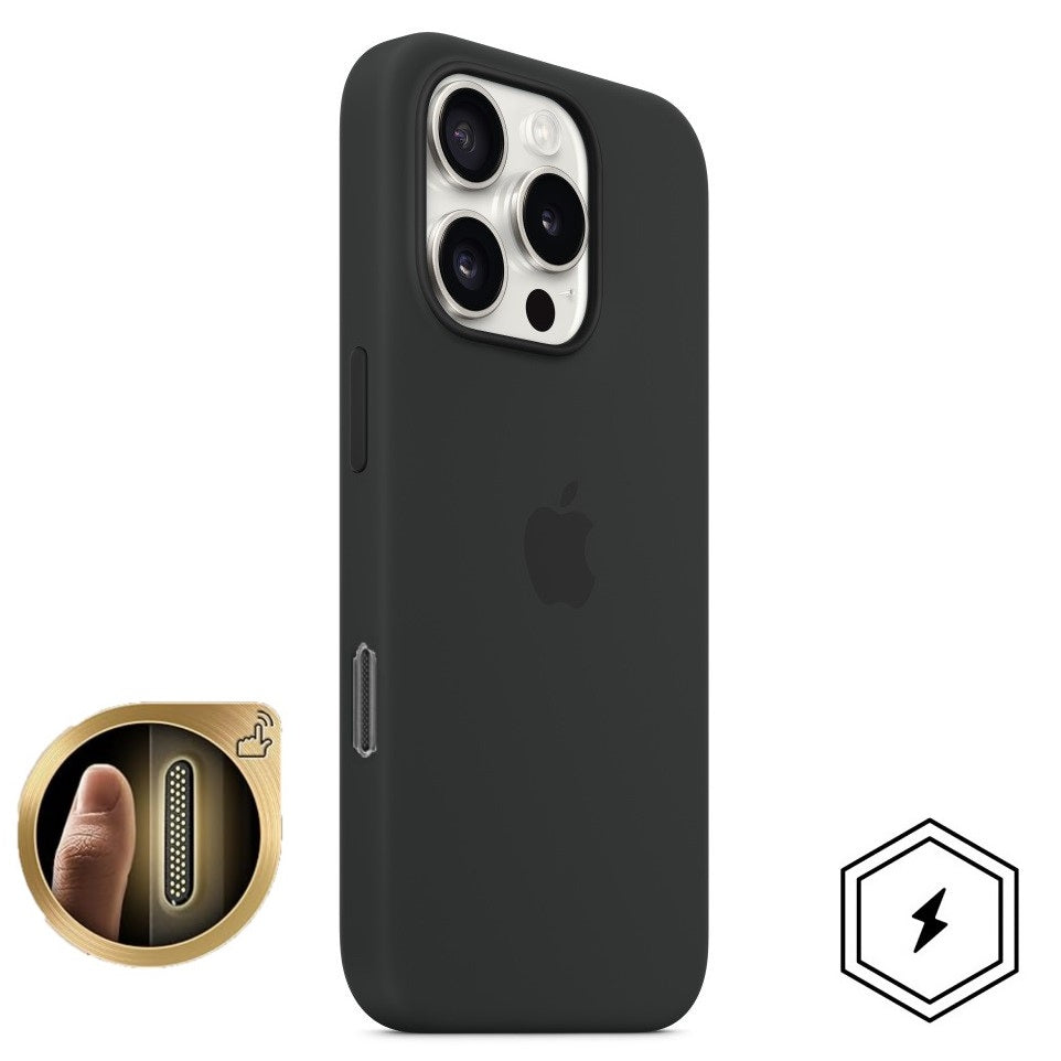 iPhone 16 Pro Max Silicon Case with Inbuilt Camera Control Button & Magsafe - Black