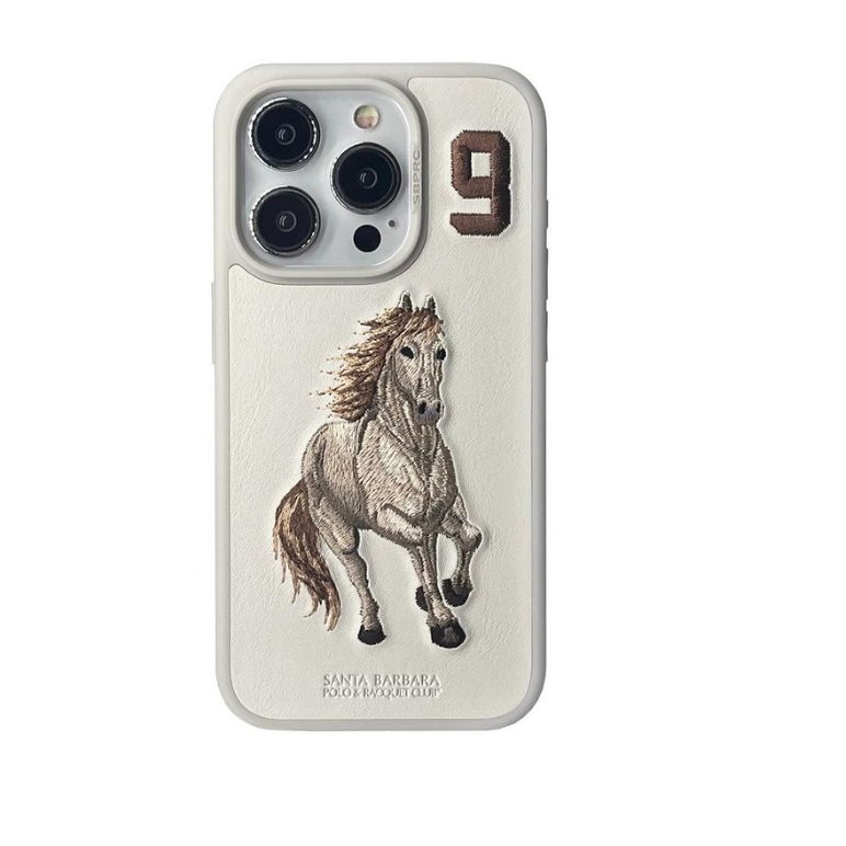 iPhone 14 Plus Boris Series Santa Barbara Polo Racquet Club leather Case - Beige