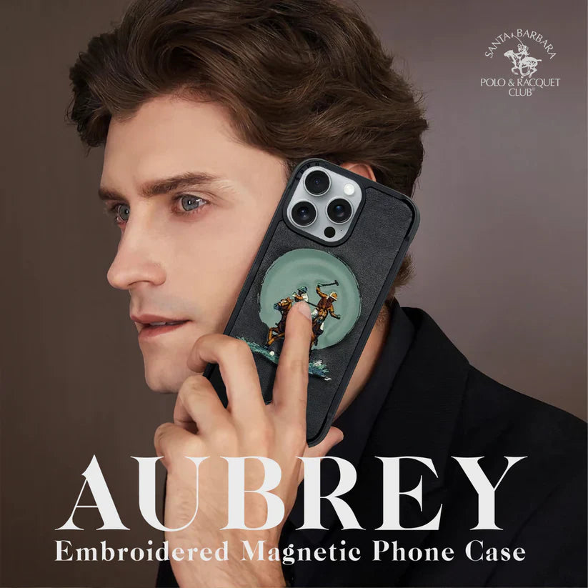 iPhone 16 Pro Santa Barbara Aubrey Series Polo Original Leather Magsafe Case - Black