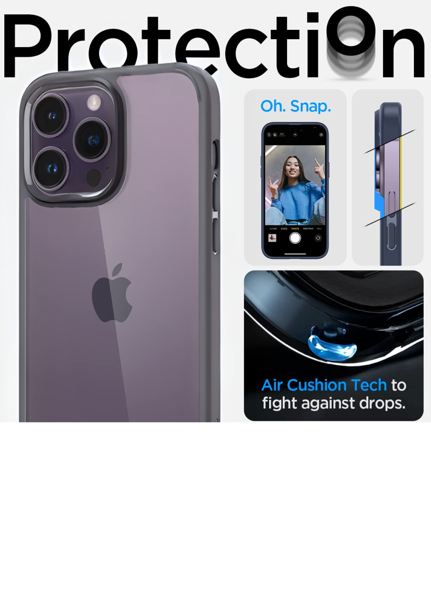 Spigen Ultra Hybrid Back Cover Case Compatible with iPhone 15 (TPU + Poly Carbonate | Grey)