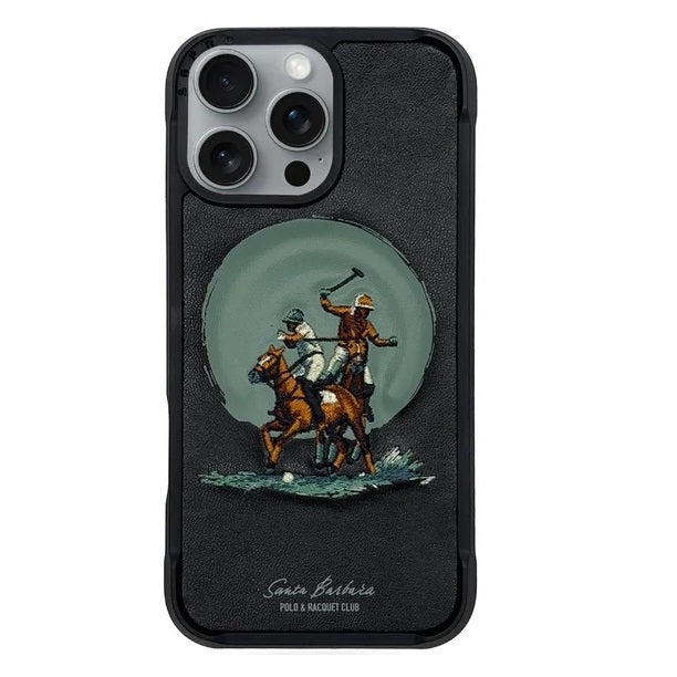 iPhone 16 Pro Santa Barbara Aubrey Series Polo Original Leather Magsafe Case - Black