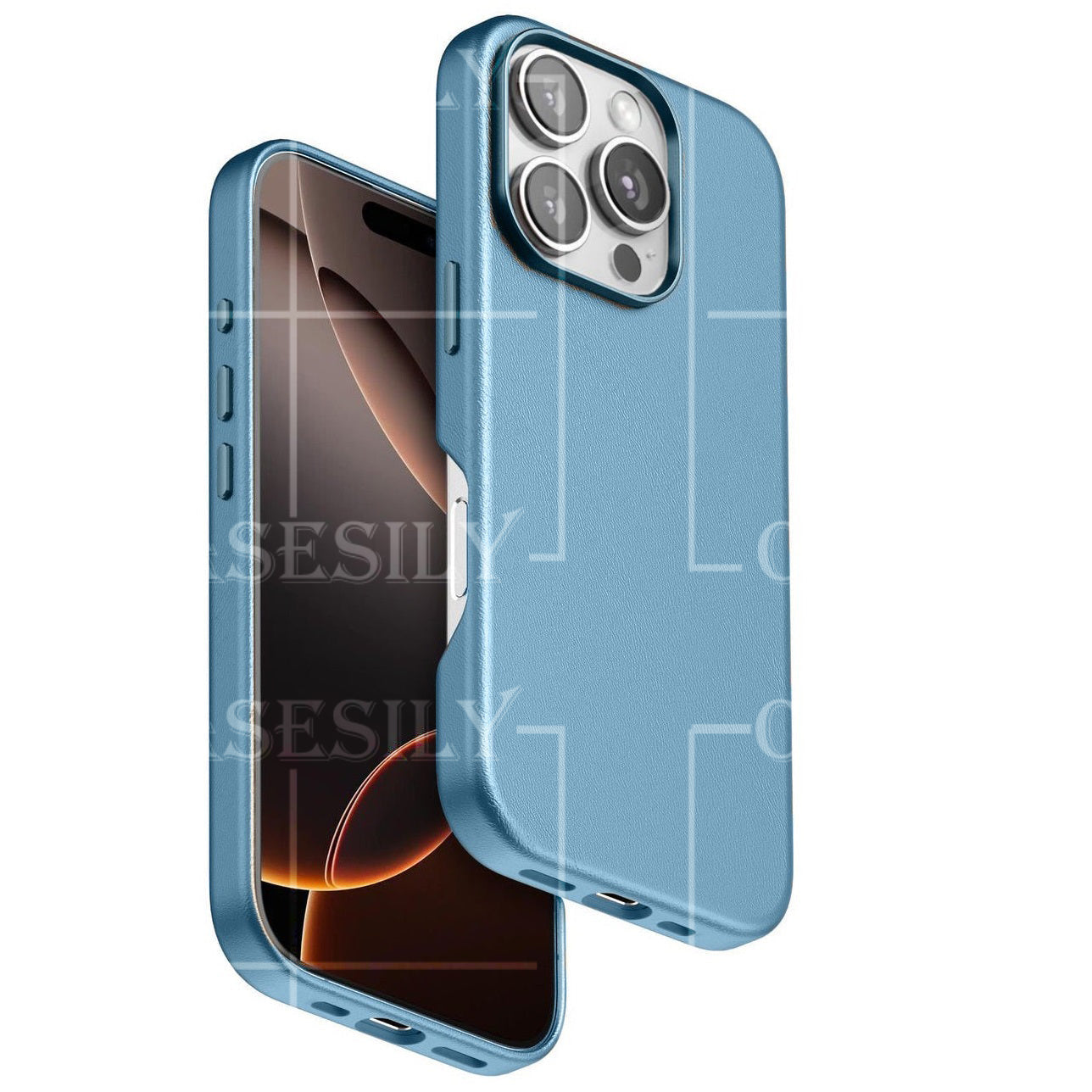 iPhone 16 Pro Max Business Series Genuine Leather Case with Magsafe - Blue