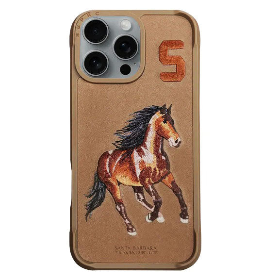 iPhone 16 Pro Santa Barbara Boris Series Polo Leather Case - Brown