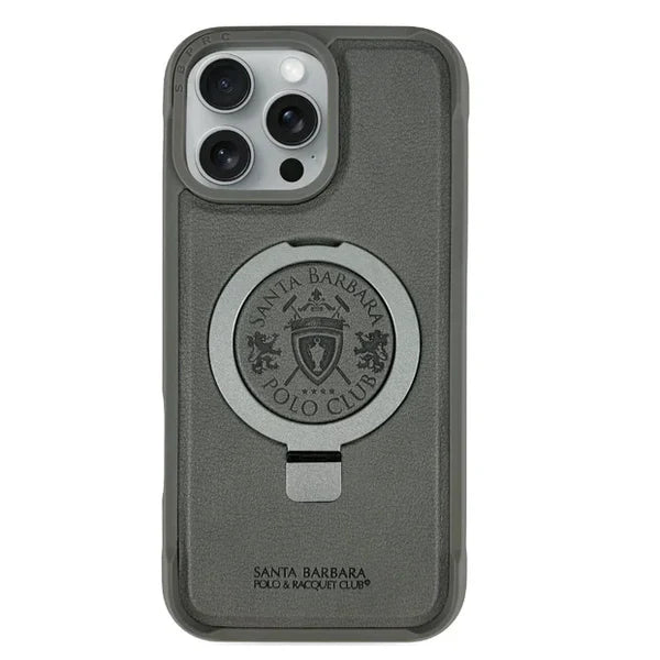 iPhone 16 Pro Max Santa Barbara Primo Metal Ring Leather Case - Titanium