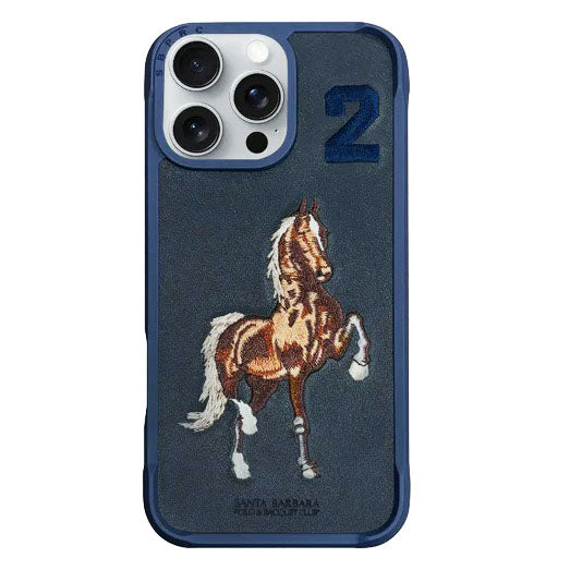 iPhone 16 Pro Santa Barbara Boris Series Polo Leather Case - Blue