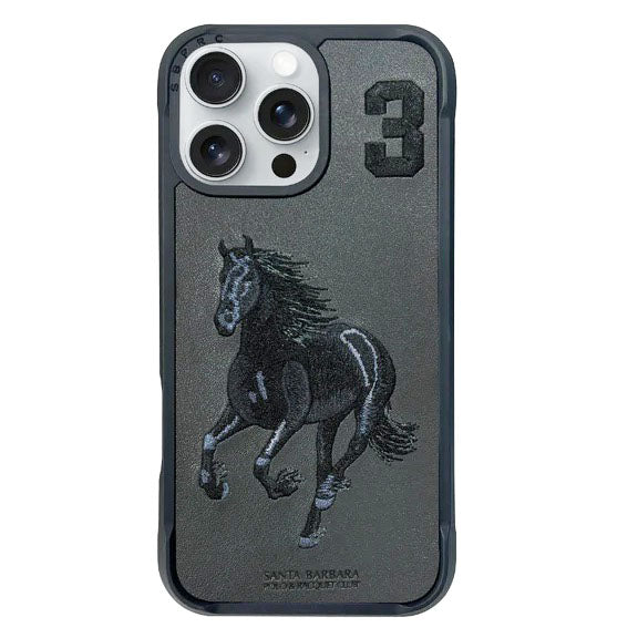 iPhone 16 Pro Santa Barbara Boris Series Polo Leather Case - Black