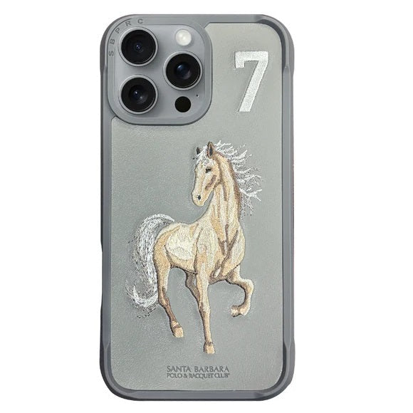 iPhone 16 Pro Santa Barbara Boris Series Polo Leather Case - White