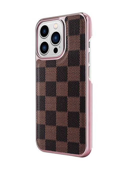iPhone 13 Pro Max Burberry Classic Pattern Leather Case with Camera Protection