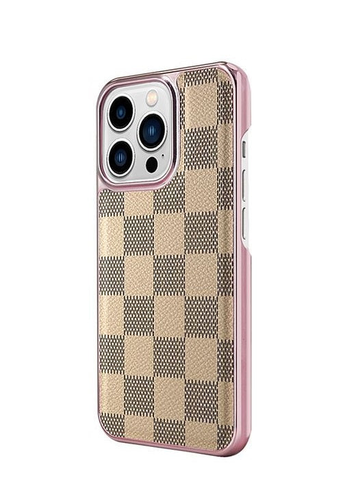 iPhone 13 Pro Max Burberry Classic Pattern Leather Case with Camera Protection