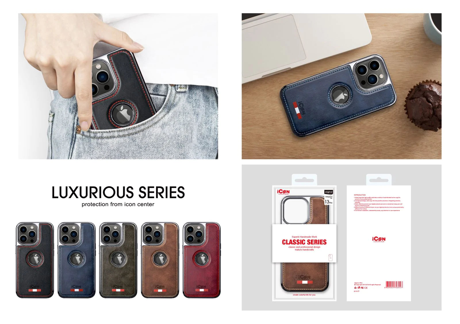 iPhone 13 Pro Max Luxurious Premium Leather Case - Blue