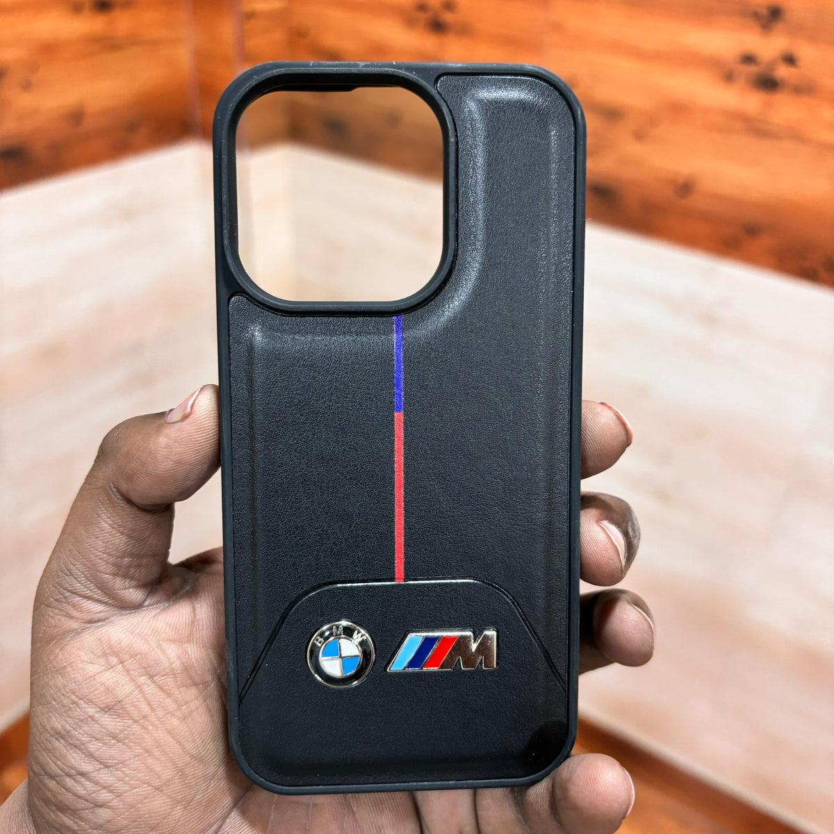 iPhone 15 Pro Leather BMW M Performance Logo Single Line Case – Case cart